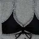 SOLY HUX Women's 2 Piece Striped Bikini Set Tie Front Swimsuit Bathing Suit (Black, S)