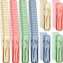 Jinei 50 Sets Reusable Travel Utensils Set with Case Wheat Straw Cutlery Portable Spoon Knife Forks Lunch Box Accessories Friendly Tableware for Kids Adults Camping Utensils(Bright)