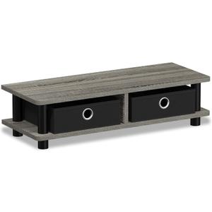 FURINNO Turn-N-Tube Monitor Stand, French Oak Grey/Black