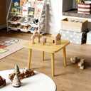 Square End table Small Side table for Living room, Natural,20"D x 20"H