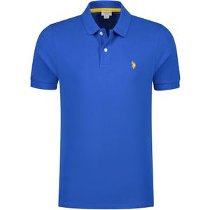 U.S. Polo Assn. Men's Solid Short Sleeve Interlock Polo Shirt, Golf Shirts for Men, Business Casual Polos
, Cobalt Blue, X-Large