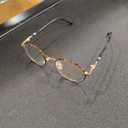 Firmoo Blue Light Blocking Glasses for Computer Reading Retro Metall Round Frame for Women Men, 0.0x