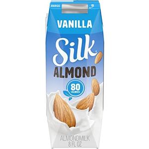 Silk Shelf-Stable Almond Milk Singles, Vanilla, Dairy-Free, Vegan, Non-GMO Project Verified, 8 Oz, (Pack of 18) Exp. 02/04/2027