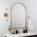 ANDY STAR Brass Mirror Bathroom, 24x36 Gold Arched Mirror, Arched Bathroom Mirror, Gold Bathroom Mirror Metal Framed, SUS304-Anti-Rust, Tube Frame, 1 Deep Set Wall Mounted Vertical