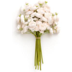 Ling's Moment Ranunculus Artificial Flower, Faux Silk Mini Ranunculus Flowers for DIY Bouquet, Bulk Fake Wedding Filler Flowers for Centerpieces Arrangements Bridal Shower Decorations, Wht-cream