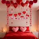 21 Pcs Valentines Day Decorations Set - Be Mine Banner, Hanging Ornaments, Paper Pom - Poms, Heart Garland Banner for for Valentine's Day, Weddings, Engagement Party
