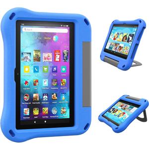 Fire HD 8 Tablet Case for Kids, Kindle Fire 8 Case(12th/10th Generation, 2024/2022/2020 Release)-Auorld Lightweight Shockproof Kid-Proof Cover with Handle Stand for Kindle Fire HD 8/8 Plus Tablet-Blue