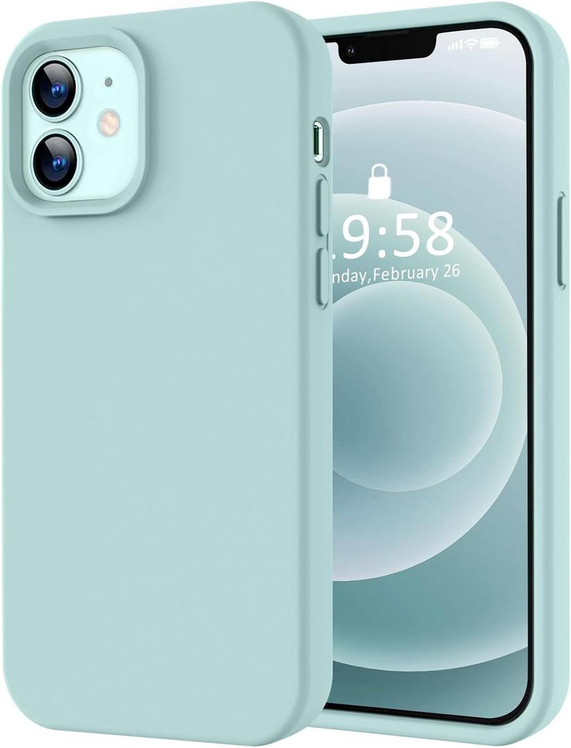 LOVE 3000 Designed for iPhone 12 Case/iPhone 12 Pro Case, Premium Silicone with [Soft Anti-Scratch Microfiber Lining] Shockproof Protective Phone Case for Men Women Girls 6.1", Mint