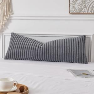 UGASA Long Lumbar Throw Pillow Cover 14x36 Inch Set of 1 Super Soft Faux Fur Decorative Pillow Case Plush Flannel Texture Accent Rectangle Pillowcase for Sofa Couch Living Room Chair, Dark Grey