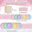 144 Pcs 48 Guests Pastel Glitter Party Plates and Napkins Pastel Scalloped Paper Plates Napkins Glitter Disposable Tableware for Birthday Bridal Baby Shower Wedding Decorations Party Supplies