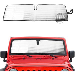 Windshield Sunshade Sun Shade Heat Shield Sun Visor Mat Compatible with Jeep Wrangler Rubicon Sahara TJ JK JKU 2 Door & 4 Door