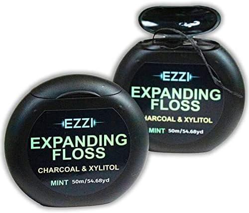 Woven Expanding Dental Floss | Fluffy & Textured w/Charcoal & Xylitol to Optimally Clean Gums | Mint | Thick & 109 Yards