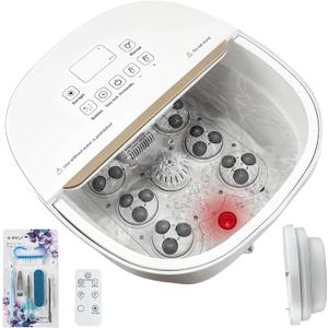 Collapasible Foot Spa Bath Massager with Heat, Pedicure Foot Spa with Bubbles/Timer/Temperature Control, Feet Soak Tub for Home, Office, Relaxation and Stress Relief, Gift for Men and Women