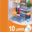 GONGSHI Vacuum Storage Bags, Space Saver Bags for Clothing,Blankets,Comforters, Pillows, Clothes,Travel,10 Large-EPUMP