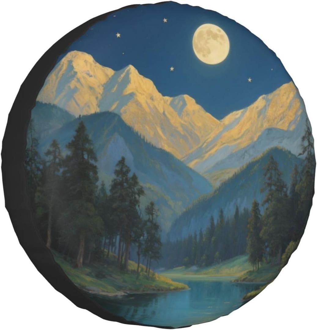 Mountains Natural Scenery Spare Tire Cover Weatherproof Wheel Tire Cover Wheel Protector Universal Decorative Accessories for Trailers Rv SUV Truck Campervan Travel Trailer 16 Inch