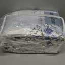 Floral Bedspread 102"x120" Oversized Queen Quilt, 100% Cotton Oversized Queen Bedspread Coverlet Set with 2 Pillow Shams, Lightweight Farmhouse Quilted Comforter, White/Blue/Green, 3 Pcs