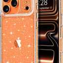 iPhone 17 Pro Max Case Glitter, Gold Glitter Sparkly Shiny Bling Sparkle Cute Cover, Anti-Scratch Soft TPU Slim Fit Shockproof Protective Phone Cases for Women Girls, Gold Glitter