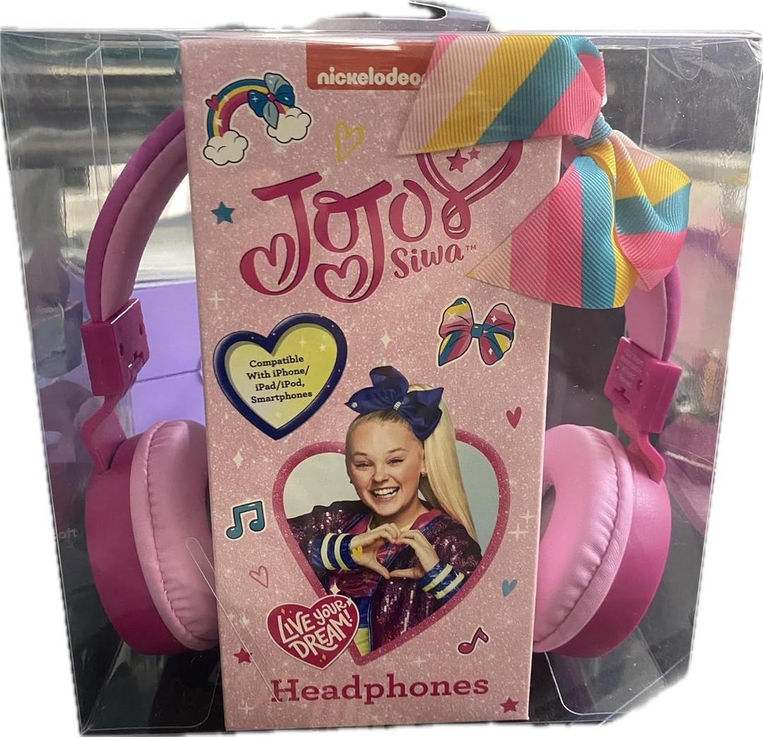 JoJo Siwa Over-Ear Headphones for Kids - Adjustable Headband, Stereo Sound, Tangle-Free Cable, Volume Control, and 3.5mm Jack - Perfect for School, Home, and Travel