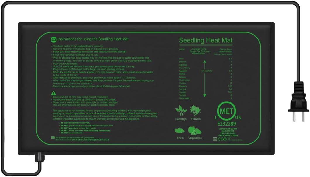 1 Pack 21W Constant Temperature Seedling Heat Mat for Seed Starting,10" x 20.75" Waterproof Heating Pad for Indoor Plants Germination, No Controller