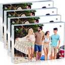 Yalikop 4 Pcs Clear Acrylic Picture Frames Magnetic Acrylic Photo Frame Thick Desktop Display Double Sided Freestanding Floating for Bedroom Living Room Home Office Store Supplies (5 x 7 Inch)
