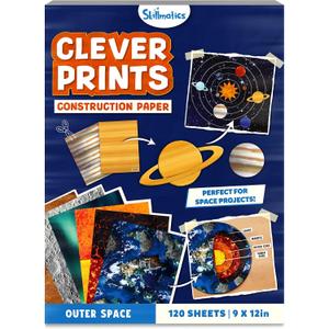 Skillmatics Space Construction Paper for Kids - 120 Double-Sided Printed Sheets (9x12), Patterned Craft Paper for Art Projects, STEM Activities, DIY Crafts, Scrapbooking & School Supplies