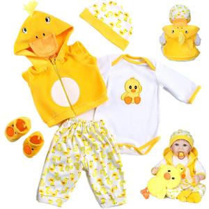 Reborn Baby Dolls Clothes 22 inch Outfit Accessories Yellow Duck 5pcs Set for 20-22 Inch Reborn Doll Newborn Girl&Boy
