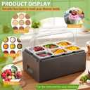 23.4" Insulated Cold Food Buffet 6 Pans Ice Serving Tray with Clear Rolling Lid and Insulation Box Stainless Steel Food Serving Container Ice Platter Cooler for Restaurant Kitchen, 23.4 x 14.9 x 11.6 inches