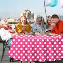 3 Pack Pink and White Polka Dots Round Tablecloth Pink Round Table Cover with White Polka Dot Plastic Table Cloth 84 in for Kitchen Dining Wedding Party