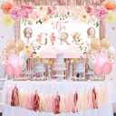 Baby Shower Decorations for Girl, Floral Theme Girl Baby Shower Balloons, It Is A Girl Backdrop Sign for Gender Reveal Party Supplies