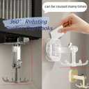 Hanging Utensil Holder Hooks Kitchen Utensil Hanger Wall Mount 360 Rotating Folding Hook Strong Suction Cup Hook Utensil Rack with 6 Hooks for Kitchen Bathroom Cabinet 2 Pack (Transparent)