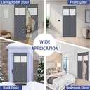JUIN Door Screen Magnetic Closure: Fit 36 x 80 Inches Door - Doors Screen Insulation Window Cold Blanket Soundproof Cover for Winter Thermal Insulated Heat - Gray (Curtain Size 38x82)