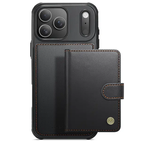 for iPhone 17 Pro Max Wallet Case with Screen Protector, Slim PU Leather Protective Case with Card Holder[RFID Blocking] Kickstand Cover 6.9"-Black