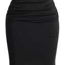 Milumia Women's Long Slip Dress Ruched Spaghetti Strap Sleeveless Fishtail Bodycon Maxi Cami Dress Black Small