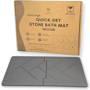 ME MOTHER EARTH XL Double-Sided Stone Bath Mat 19.7" x 31.5", Diatomaceous Earth Bathroom & Kitchen Mat, 2-Piece Quick Dry Absorbent Bath Mat, Eco-Friendly & Non-Slip, Water Absorbing Floor Mat