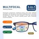 CARA 2 Pack Progressive Multifocus Reading Glasses, Flexible Lightweight TR90 Frame Blue Light Blocking Computer Readers, Workspace for Near Range (C1, 2.25)