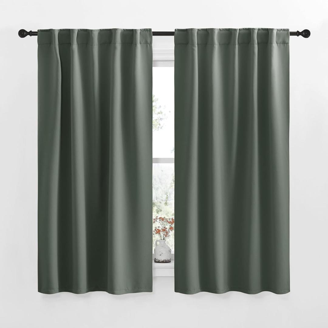 NICETOWN RV Curtains for Camper Windows - (Dark Mallard Color) 34x54 Inch, 2 Panels Set, Thermal Insulated Room Darkening Blackout Drapes/Draperies with Rod Pocket & Back Tab for Half Window