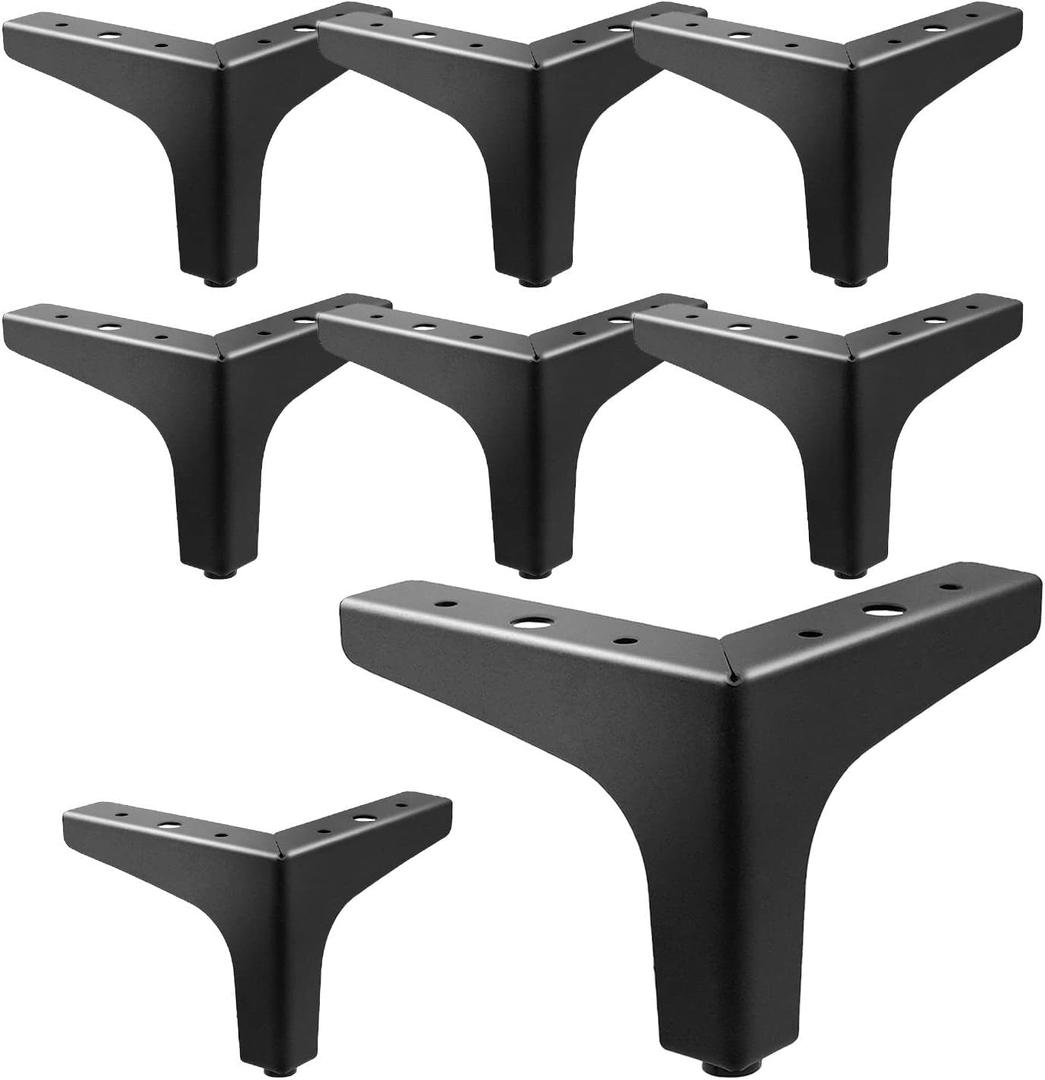 AODIOU Furniture Legs Replacement Feet: Dresser Legs 4 Inch for Cube Storage - Metal Legs for Furniture Black Set of 8