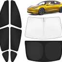 KUST Car Window Shades for Tesla Model 3 Highland 2024-2025 2026 Windshield Sun Shade Side Window Cover UV Block Privacy Protection Accessories for Camping Blackout Rear Back Full Set 8PCS