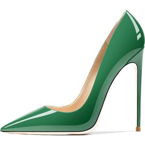 Women's Pointed Toe Shallow Stiletto Heels 4.7 Inch Pumps Wedding Party Banquet Shoes (8, Green)