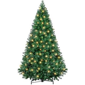 Amazon.com: Sweetcrispy 6ft Pre-lit Artificial Christmas Tree, Prelighted Green Artificial Hinged Spruce Xmas Tree with 700 Branch Tips, 250 Incandescent Lights & Foldable Base for Home, Office, Party : Home & Kitchen