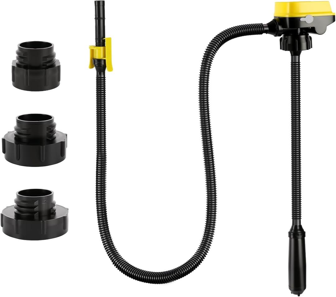 3.2 GPM Cordless Fuel Transfer Pump Battery Powered with 51'' Hose, Compatible with DeWalt 20V & Milwaukee 18V Batteries, 3-size adapters, Auto-Stops Portable Fuel Pumping for Lawn Mowers, Boats, Cars