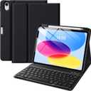 Wenlaty for iPad (A16) 11th/10th Generation Case with Keyboard - Detachable Wireless, Thin & Light Folio Keyboard Cover with Pencil Holder, for iPad 11-inch 11th 2025/10.9-inch 10th 2022, Black