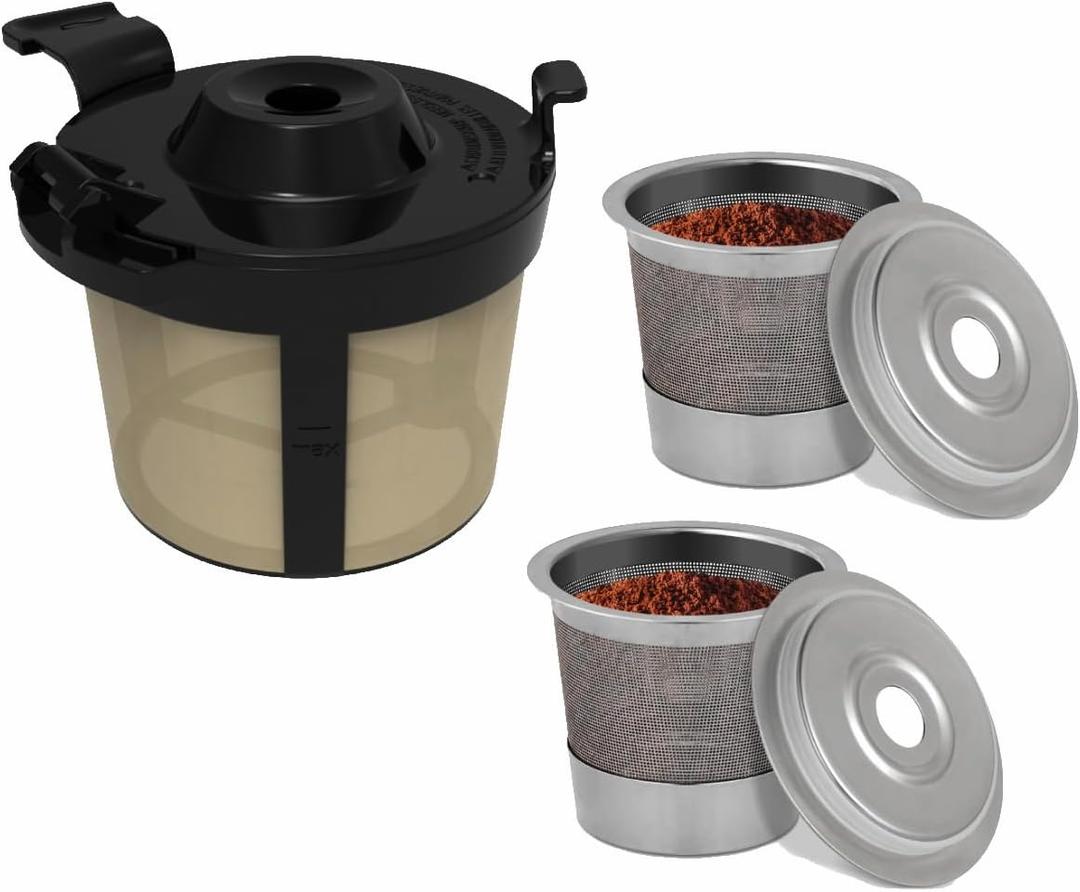 2 Stainless Steel Reusable Coffee Pod & 1 Coffee Basket for Ninja PB051 Coffee Maker, Green