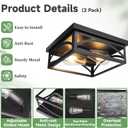 Black Flush Mount Ceiling Light Fixtures, Industrial Outdoor Ceiling Light | Farmhouse Rustproof Square Close to Ceiling Light with Heat Insulation, for Porch Kitchen Hall Bedroom, 2 Pack, 10 Inch, E26