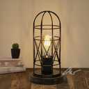 Industrial Table Lamp, Small Touch Lamp with Rustic Cage Vintage Bedside Lamp 3 Way Dimmable Nightstand Lamp Edison Desk Lamp for Bedroom, Living Room, Hallway, Entryway, Kitchen, 4W LED Bulb Included