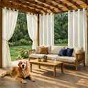 Sunshelf 4 Panels Outdoor Sheer Curtains for Patio, Waterproof Light Filtering Outside Curtains with Grommets for Porch, Pergola, Cabana, 4PCS x 54" W x 84" L, BeigeWhite
