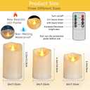 Flameless Candles 4" 5" 6" Set of 3 Outdoor Indoor Ivory Pillars Battery Operated Flickering Candles with Cozy Climbing Flame Effect, 8-Key Remote Timer, Plastic LED Candles for Wedding Decor
