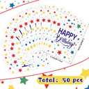 3 x Hxezoc 50 Pieces Birthday Candy Bags Happy Birthday Goodie Bag Plastic Treat Bags Gift Wrap with Handles Favor Bags For Birthday Party Decoration Supplies (White)