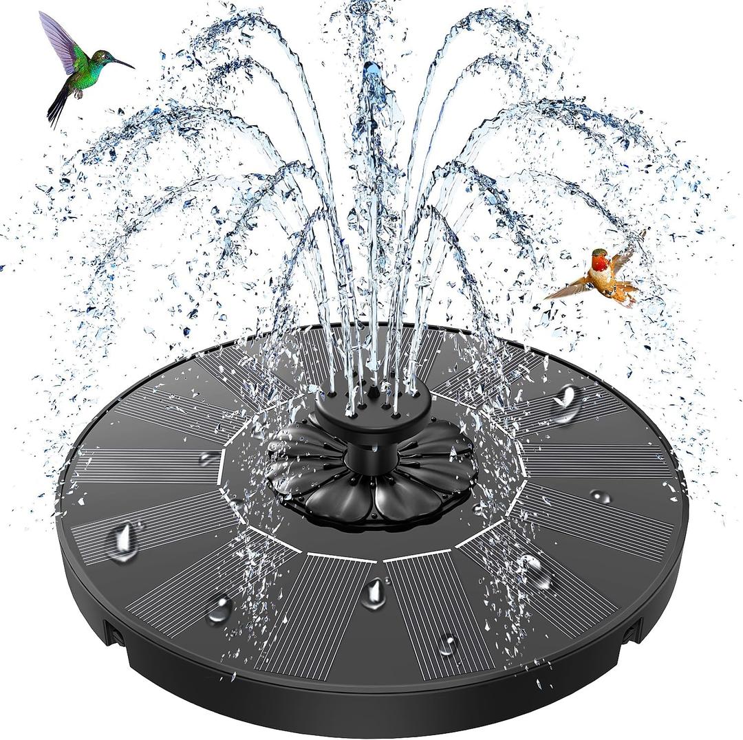 SZMP Solar Fountain 2026 Upgrade, SolarPowered Bird Bath Fountain with 4 Fixed Rods & 7 Nozzles for Garden, Pond, Pool, and Patio – No Battery Required, Attracts Hummingbirds & Wildlife