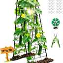 50"x17" A-Frame Cucumber Trellis for Raised Bed, Heavy Duty All-Metal Support for Climbing Plants, Cucumbers, Tomatoes & Beans, Easy Assembly, with Bonus Shears & Accessories, 1 Pack, Black, YOBAZAN